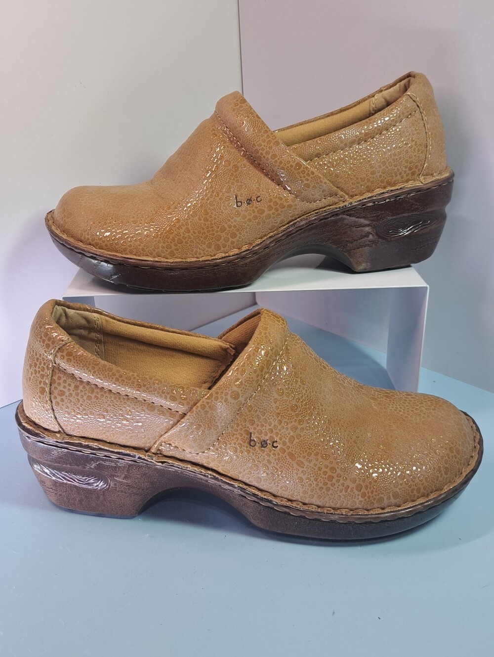 b.o.c. Tan Textured Leather Slip-On Clog